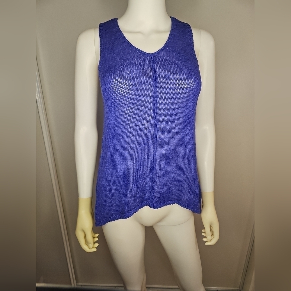 Chico's Sleeveless Crochet V Neck Tunic Top Size 1